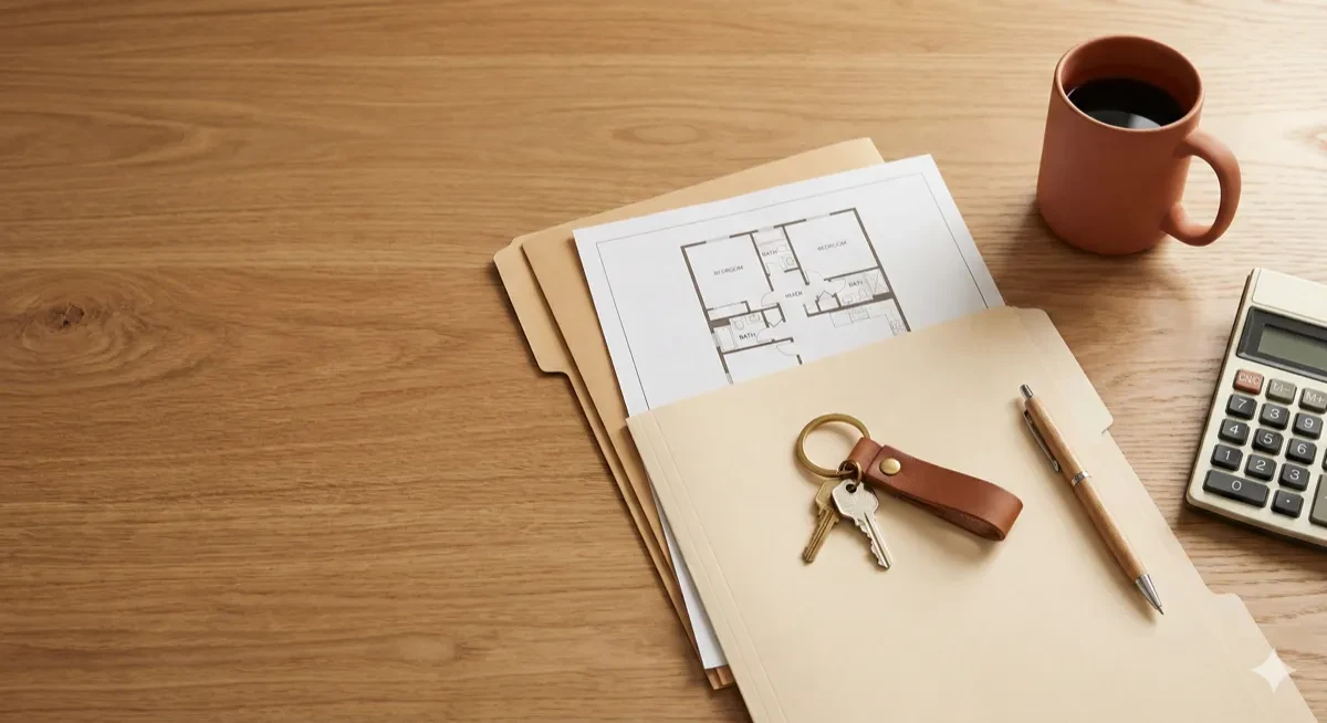 Proprietario che esamina documenti di affitto