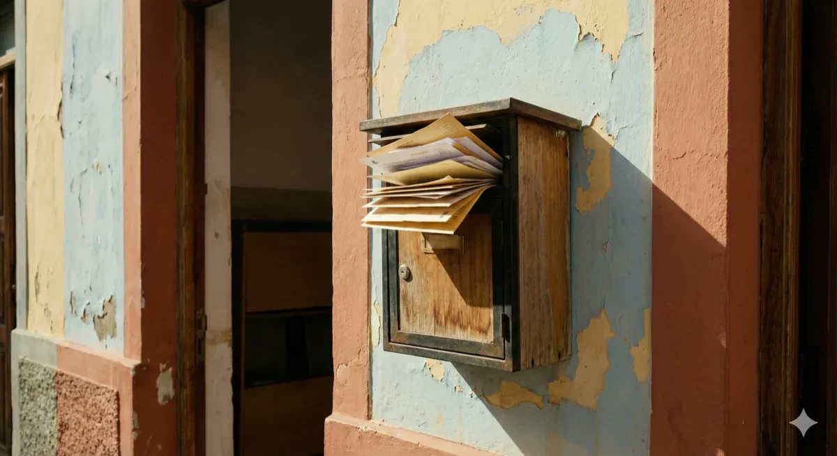 Proprietario preoccupato che esamina l'estratto conto bancario