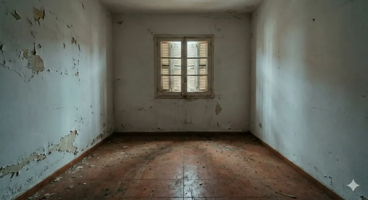 Salon vide d'un appartement non meuble aux Canaries