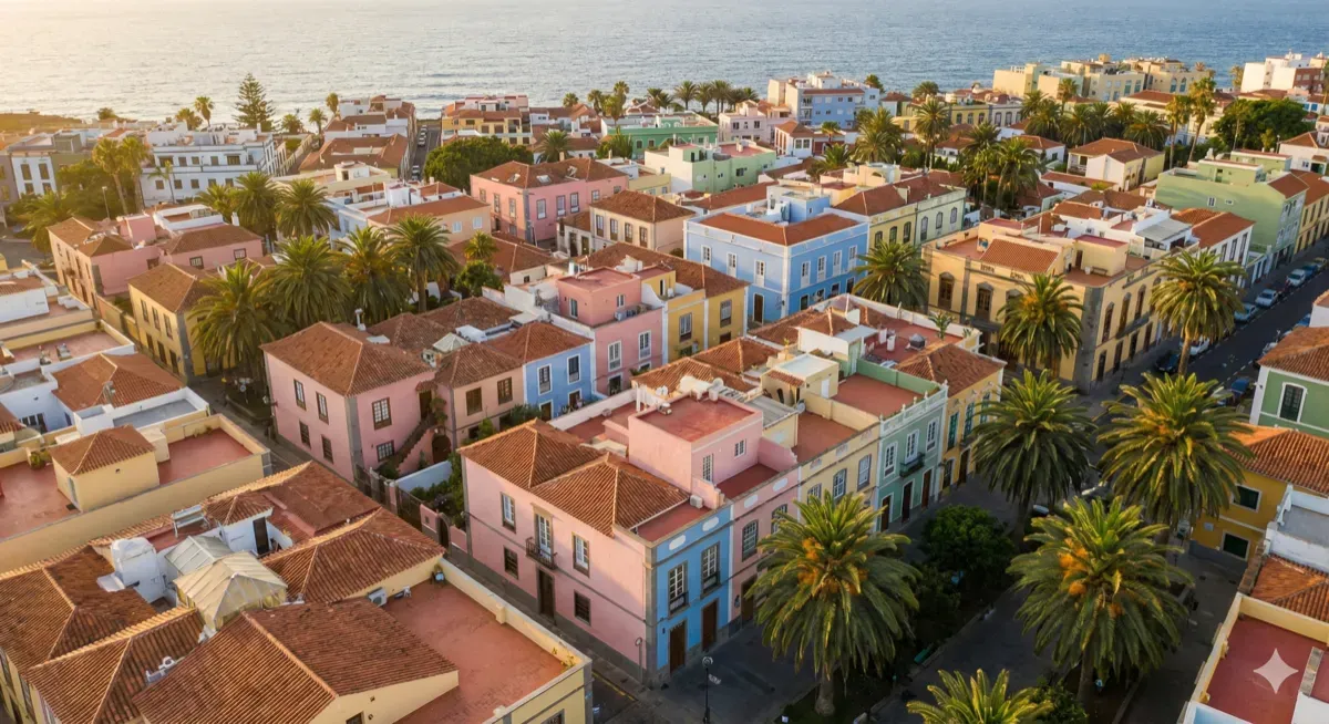 Vista aérea de edificios residenciales en Las Palmas de Gran Canaria